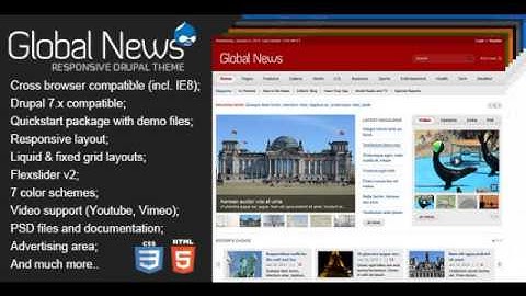 Preview Global News Portal - Responsive Drupal Theme