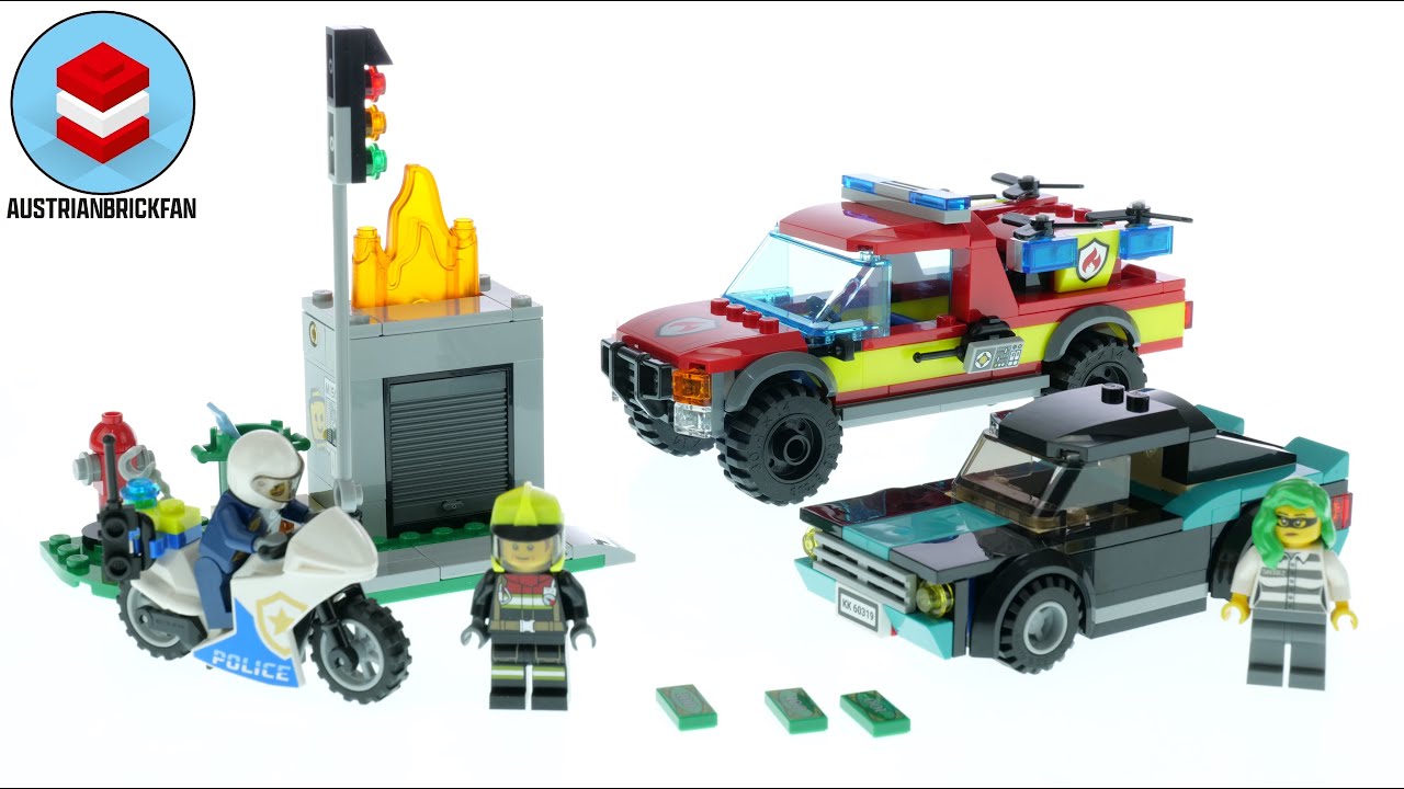 LEGO City Fire Rescue & Police Chase Building Set 60319 - Kid's Fire &  Police Build, Featuring 3 Minifigures, Emergency Truck, Patrol Car,  Motorcycle