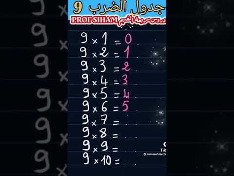 أسهل طريقة لحفظ جدول الضرب جدول الضرب 9