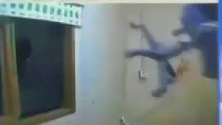 Screaming Guy Throws Chair At Window