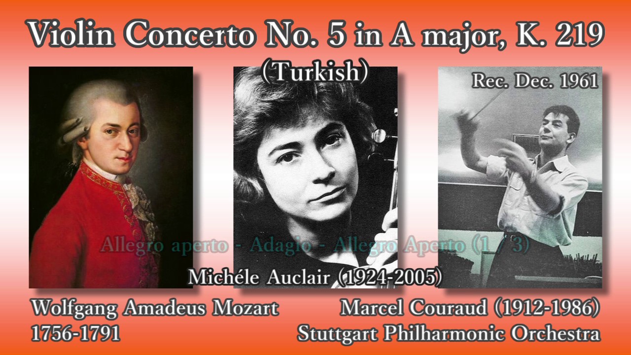 Mozart: Violin Concerto No. 5, Auclair & Couraud (1961