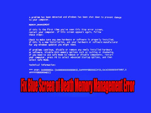 tusind Gammel mand muskel Fix Blue Screen of Death Memory Management Error - YouTube