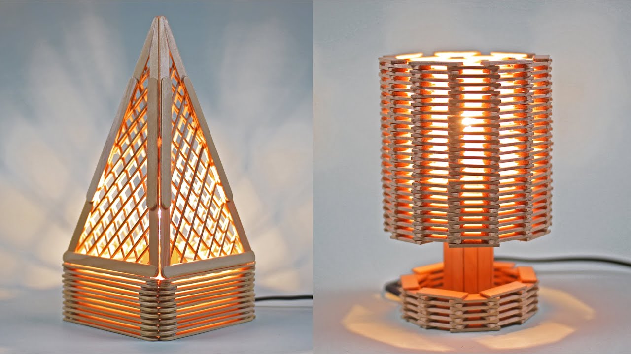 2 Karya lampu tidur dari stik es krim, keren dan kreatif dengan motif yang berbeda