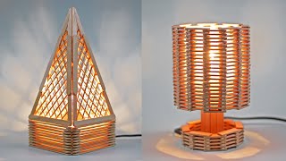 2 bedroom lamps made from ice cream sticks, cool and creative with different motifs