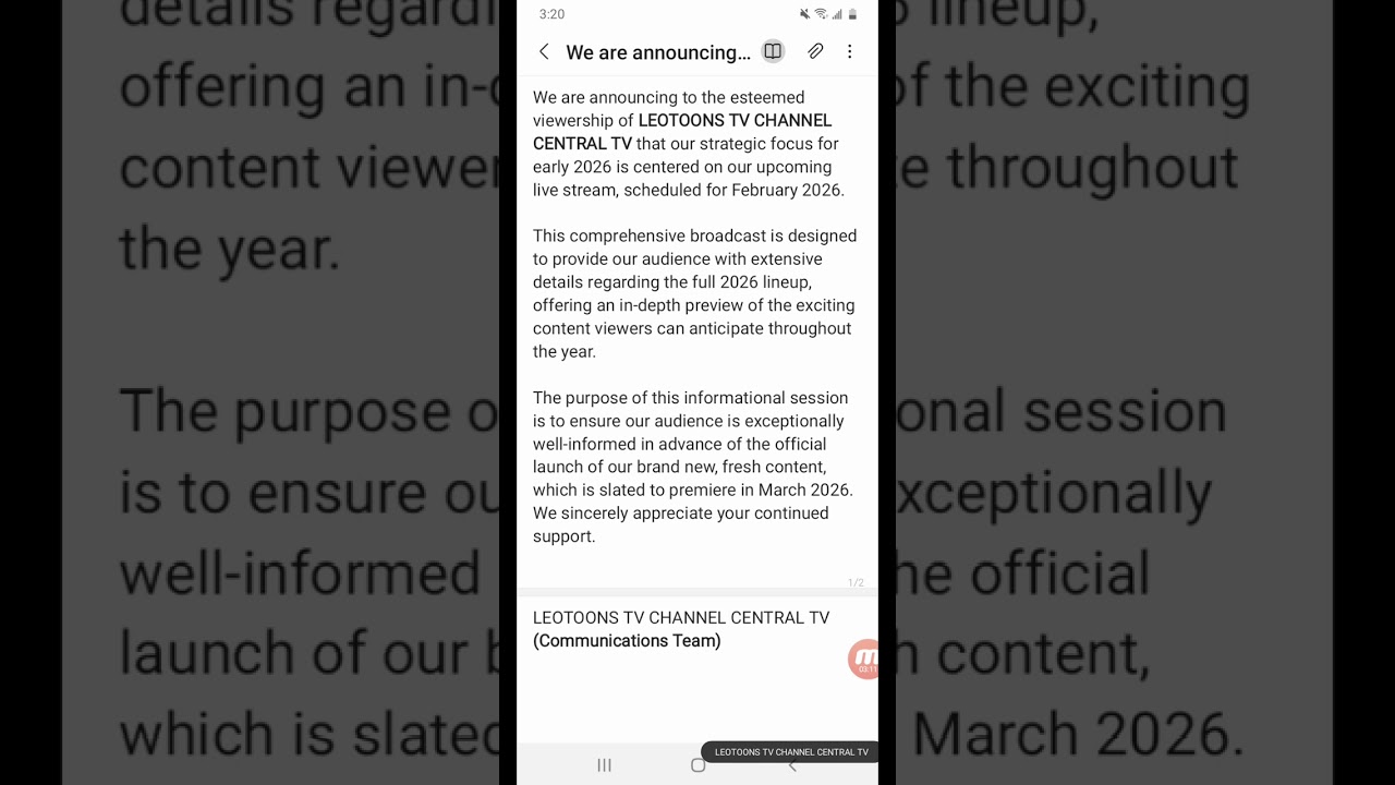 LEOTOONS TV CHANNEL CENTRAL TV: Strategic 2026 Programming Lineup Announcement