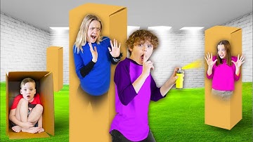 EXTREME Hide and Seek in Boxes Challenge! *Don’t Get Hit!*