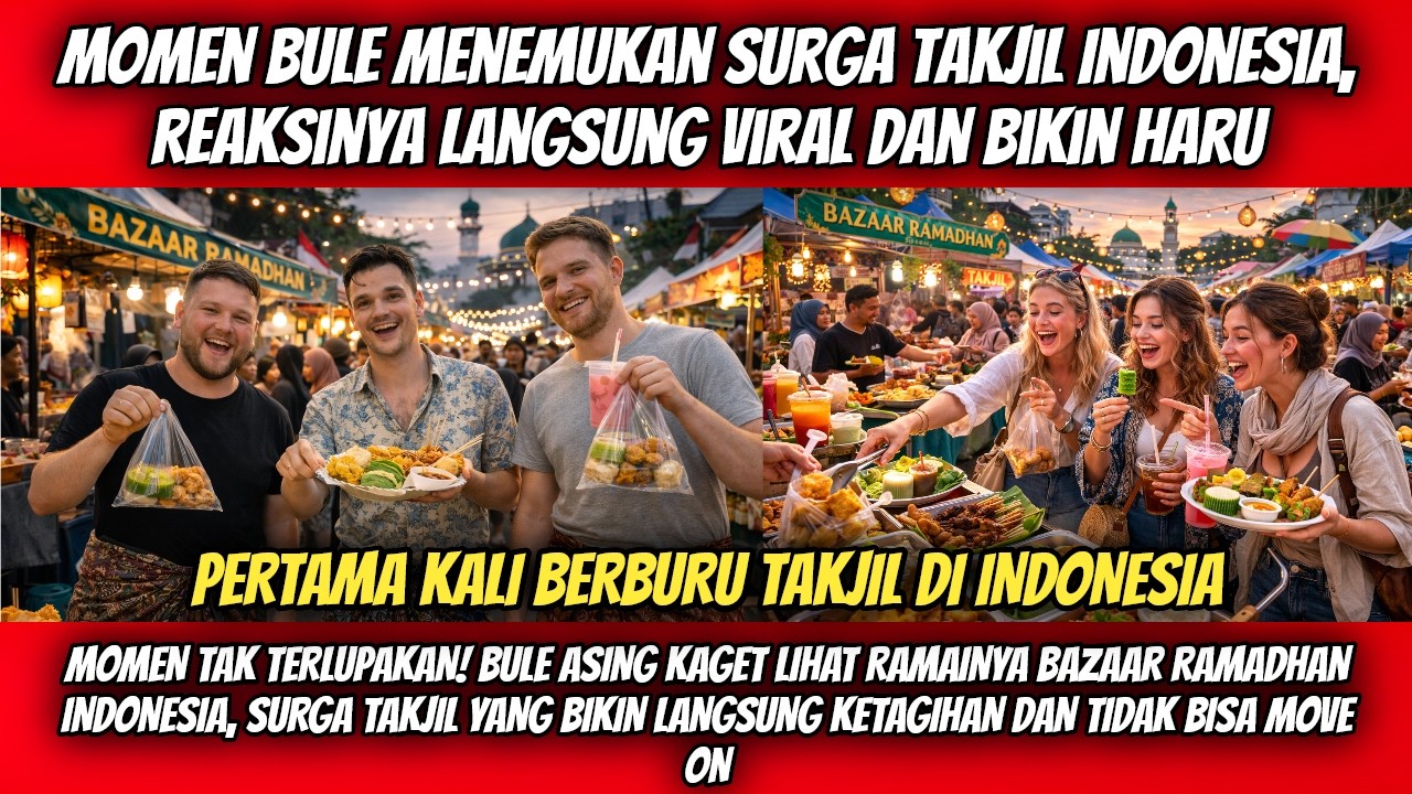 Momen Tak Terlupakan! Bule Asing Kaget Lihat Ramainya Bazaar Ramadhan dan Surga Takjil Indonesia