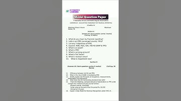 FYUGP B.Com II Semester Minor Accounting Standards for Financial Reporting Model Question Paper 2024
