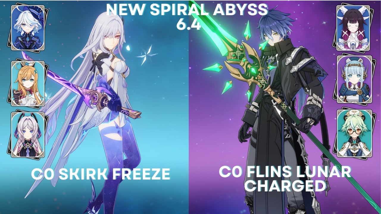 Spiral Abyss 6.4 C0 Skirk Freeze and C0 Flins Lunar Charged