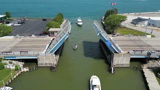 St. Clair Michigan From Above. Aerial View From Drone. St. Clair River, Pine River. 4K