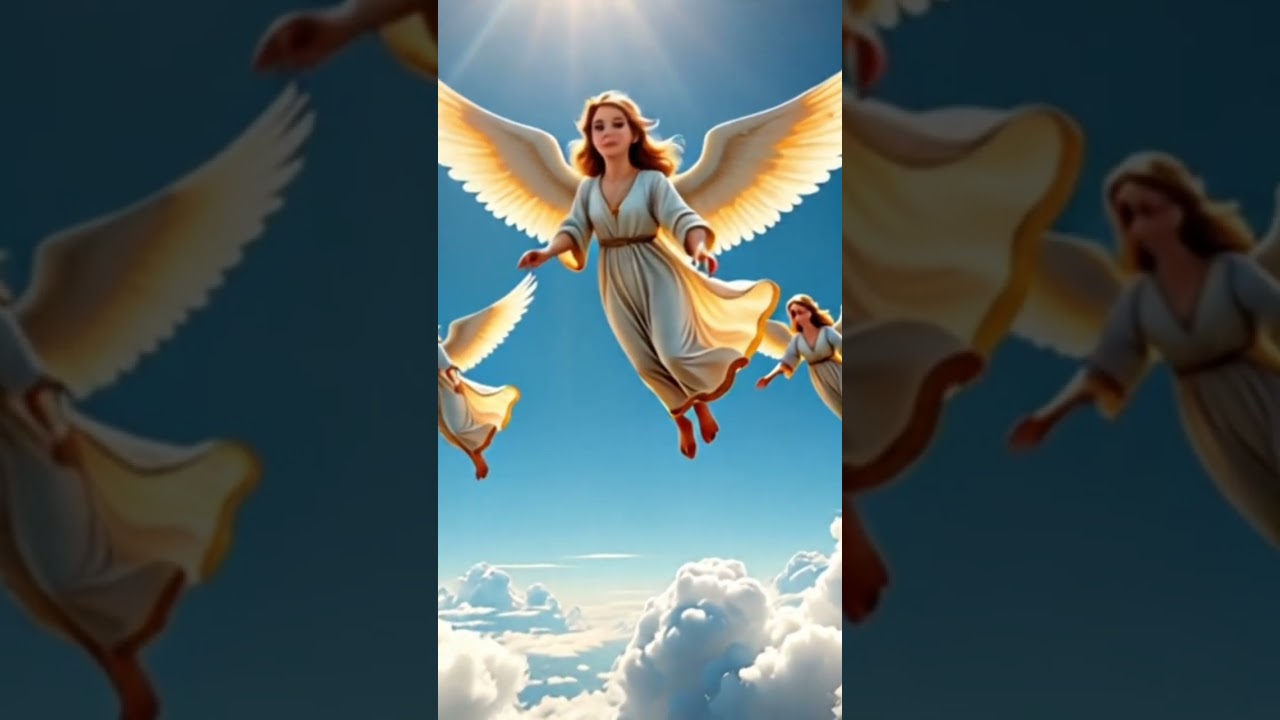 Angels flying in the clouds