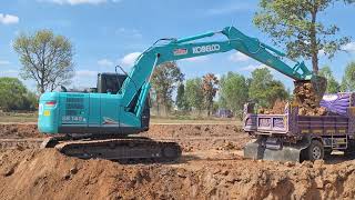 ดูแลรถขุดดีมากแกะใหม่ใช้มา 5200 ชั่วโมง kobelco sk140lc-11 ทีมงานต้นไทยเจริญขุดสระฝีมือ excavator