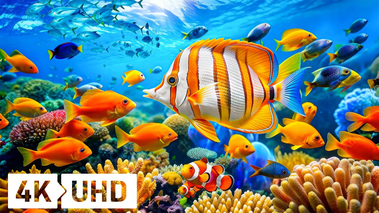 Морские животные 4K – Прекрасный океанский мир с красочными коралловыми рифами