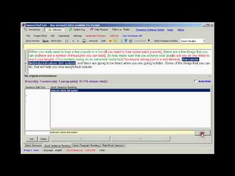 SpinnerChief Tutorial   Quick Sentence Rewrite