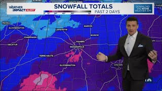 Snowfall Totals And Frigid Cold Across Indiana Most Indiana Schools Closed Or Virtual Monday