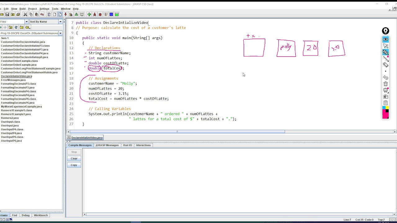 Declare and initialize demo youtube