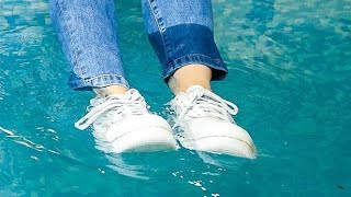 Wetlook Girls Nikes In The Moment Of Getting Water Inside
