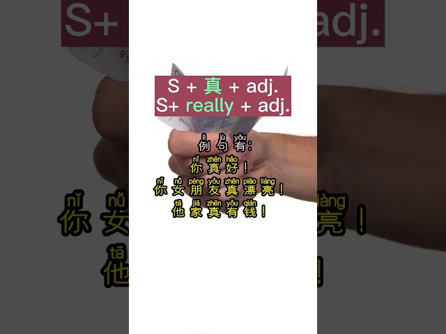 [一分钟中文语法 EP 20] HSK 2: 真(really; truly) + adj. (理查老师直播课-中文语法)