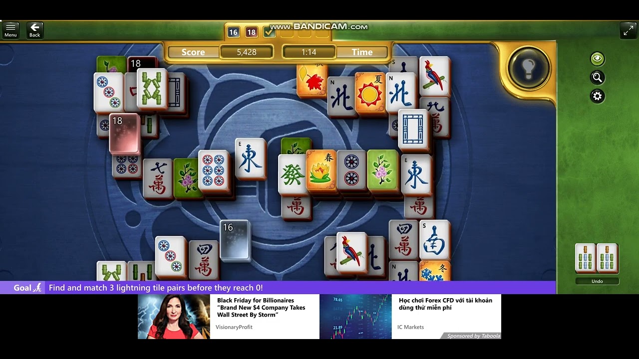 Microsoft Mahjong November 25th 2022 Daily Challenges (Lighting Tiles
