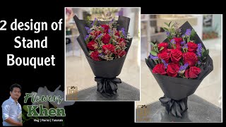 2 different Simple Flower Bouquets Red And Violet 9pcs Red Flowers