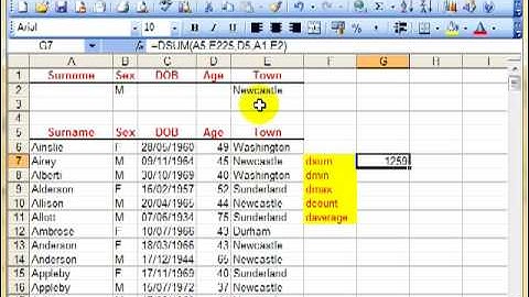 AM 4217 Database functions Dsum Dmax Dmin Dcount Daverage Microsoft Excel 2003 ECDL Advanced ITQ 3