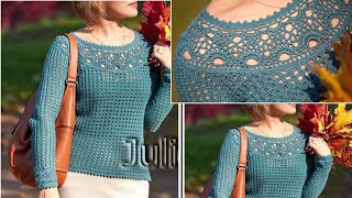 حصري بلوزة كروشيه مميزة وشيك جدا Exclusive beautiful crochet blouse (Subtitle)/ قناة #كروشيه_يوتيوب