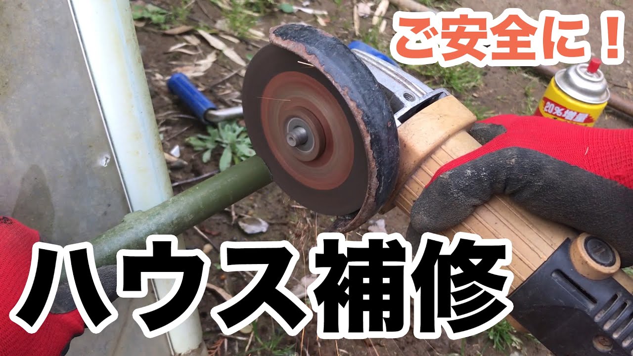 ビニールハウス補修（もげた巻き上げ）