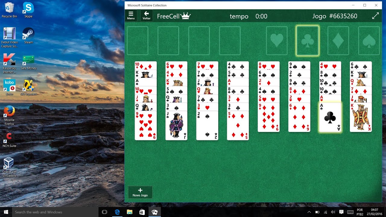 Jogo FreeCell Windows 10 