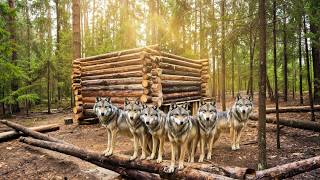 Building a Log Cabin Sauna Deep in the Forest… While Wolves Wander Nearby