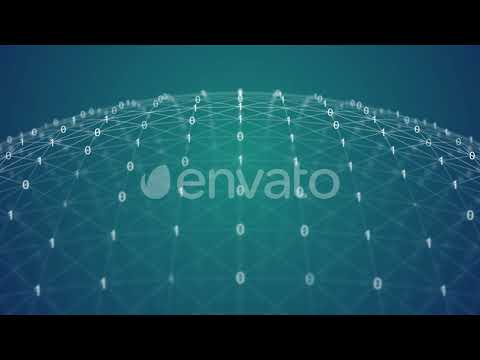 Digital Binary Data Grid on Spherical Surface - Stock Video