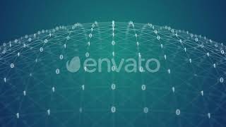 Digital Binary Data Grid on Spherical Surface - Stock Video