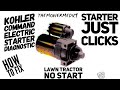 23 HP KOHLER PRO / NO START / JUST CLICKS / HOW TO DIAGNOSE THE ELECTRIC STARTER