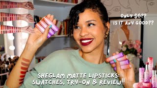 SHEGLAM LIPSTICK SWATCHES & REVIEW: Testing 7 shades on medium skin with warm undertones!!!