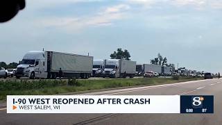 I-90 West reopened after crash
