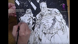 INKING BATMAN and CATWOMAN over SCOTT WILLIAMS--Art Stream with Jim Lee