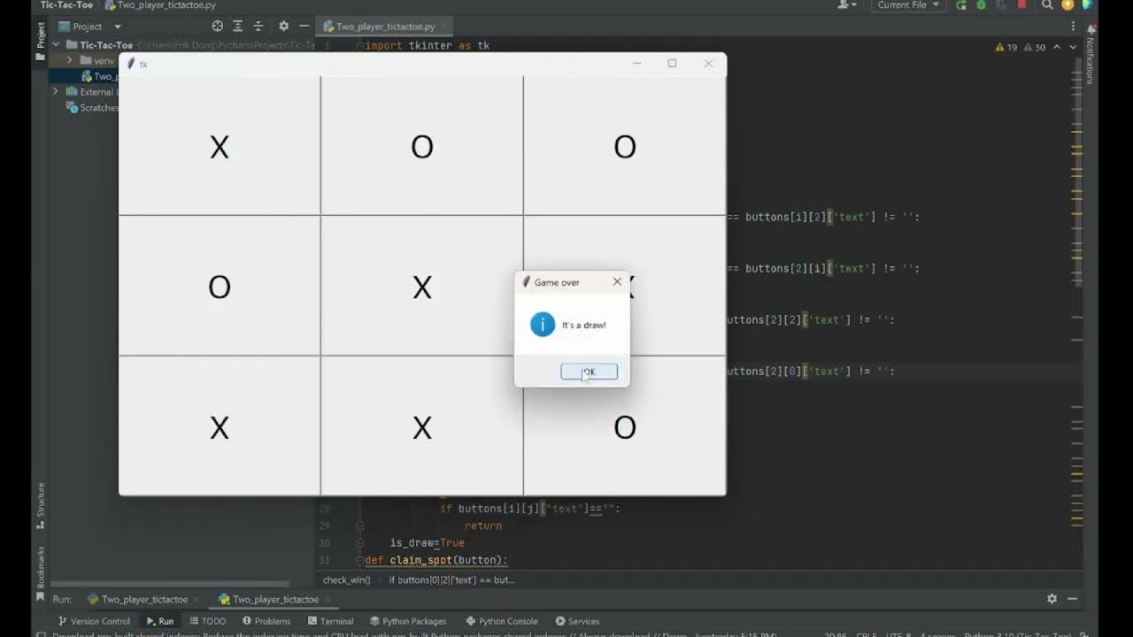 2 player Tic-Tac-Toe using python and tkinter - YouTube