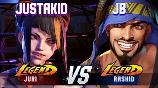 SF6 ▰ JUSTAKID (Juri) vs JB (Rashid) ▰ High Level Gameplay