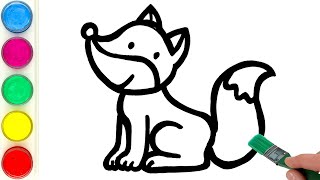 cute fox drawing painting and coloring for kids toddlers learn animals and colors