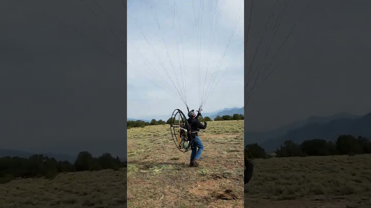 Paramotor coming in for a landing