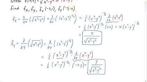 Example 3: Finding and evaluating partial derivatives at a given point