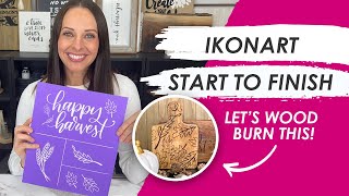 How To Use Reusable Ikonart Stencils for Screen Printing and Wood Burning | DIY Thanksgiving Table