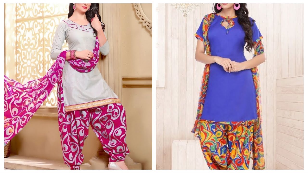 plain shirt and printed salwar