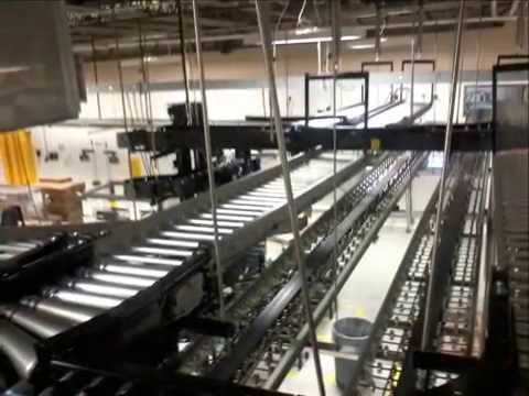 Facility Functions, Inc. MDR System showcasing spirals, belted zones, curve divert arms, pivot beds