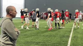 Kyle McCord, Devin Brown, Ohio State QBs in practice, March 28
