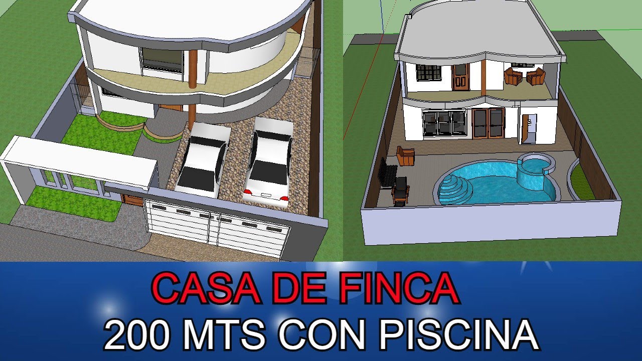 COMO DISEÑAR FACHADA DE (CASA DE CAMPO 200 MTS CON PISCINA) - YouTube