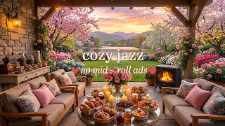 🌸 Spring Warm Jazz (NO MID-ROLL ADS) –  Cozy Café Ambience for Relaxation & Focus