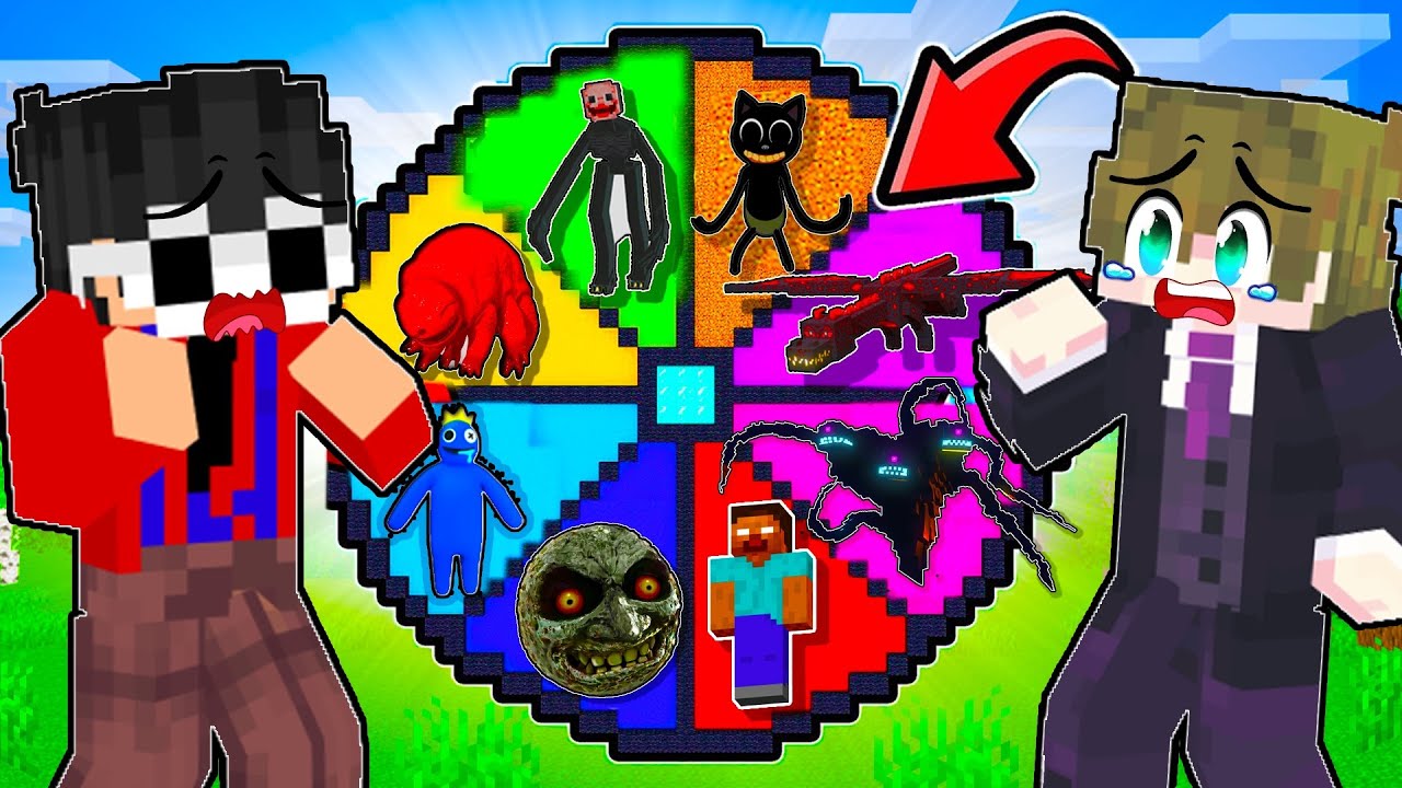 I CHEATED in Spin Wheel of Horror Mobs BUILD BATTLE in Minecraft...