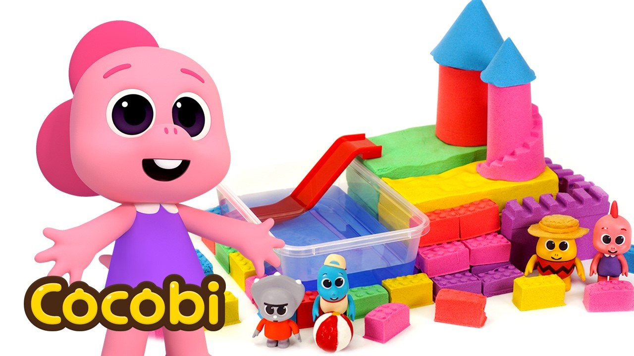 Rainbow Kinetic Sand Pool for Baby!🌈 + More Color Videos For Kids | Cocobi
