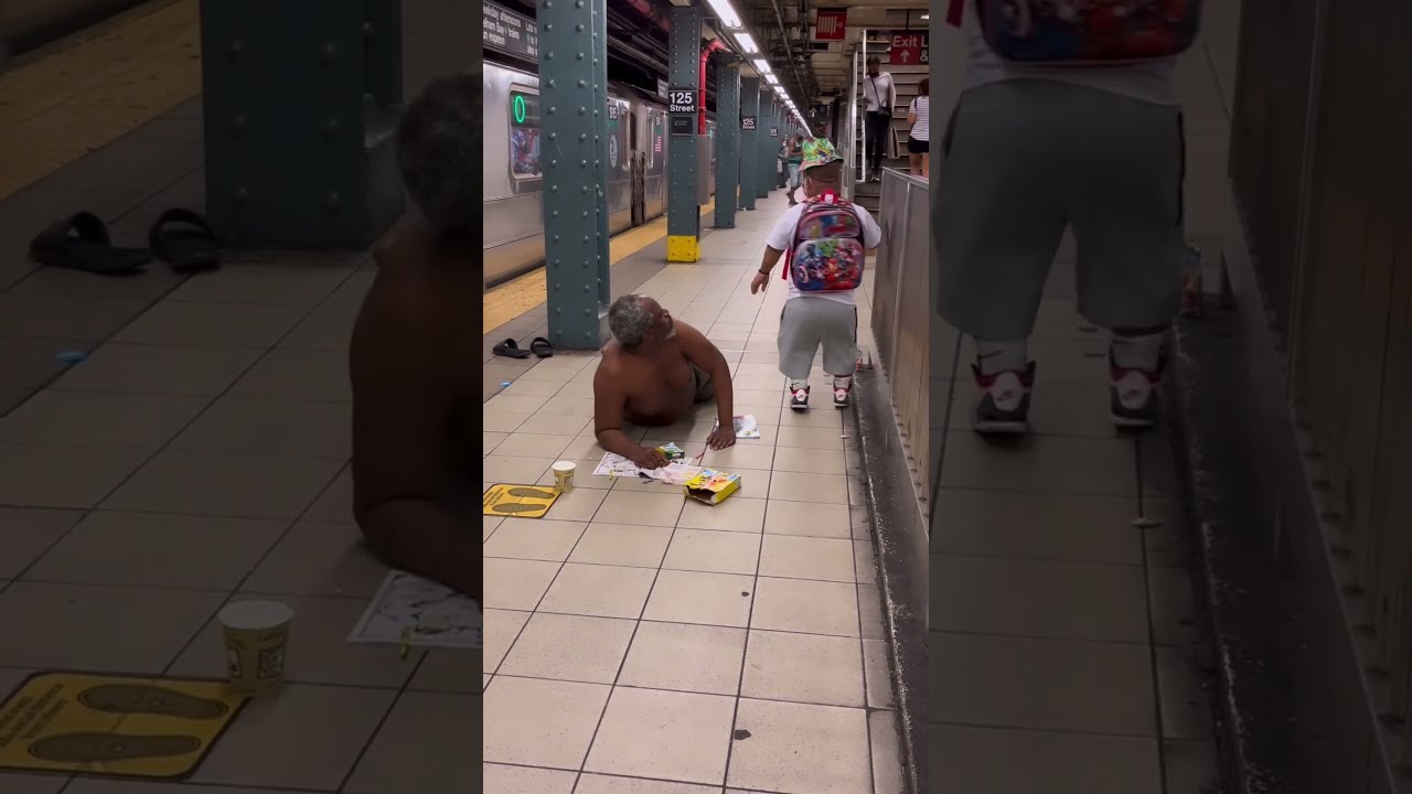 A Kid Step On Homeless Man By Accident 