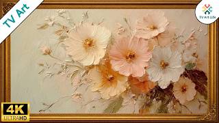 Neutral Pastel Flowers for Frame TV | Textured Floral Wall Art | 4 Hour Display screenshot 3
